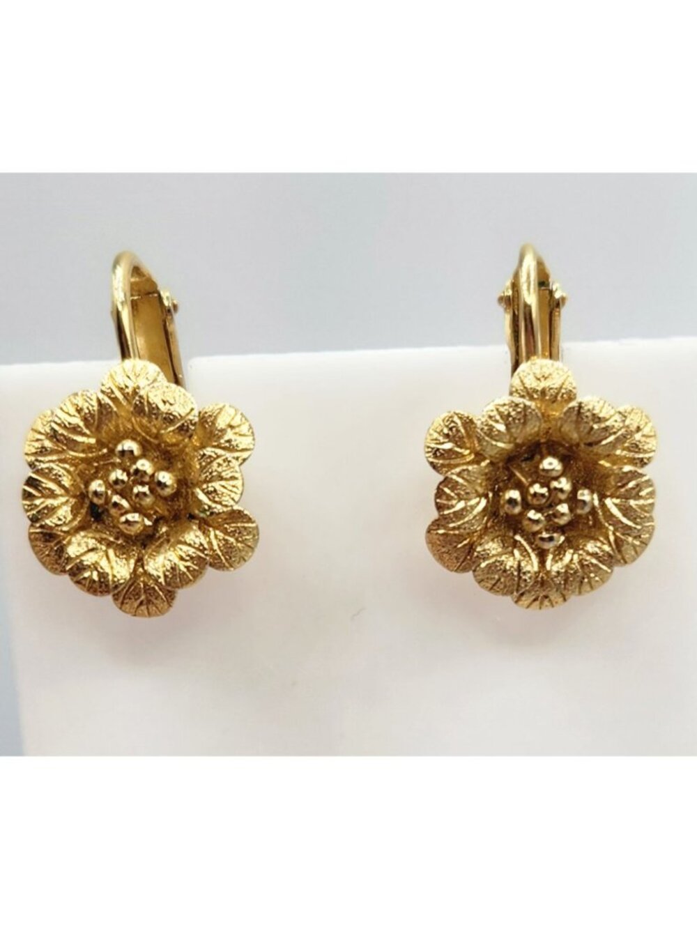 Gold Tone Vintage Flower Screwback Napier Earrings